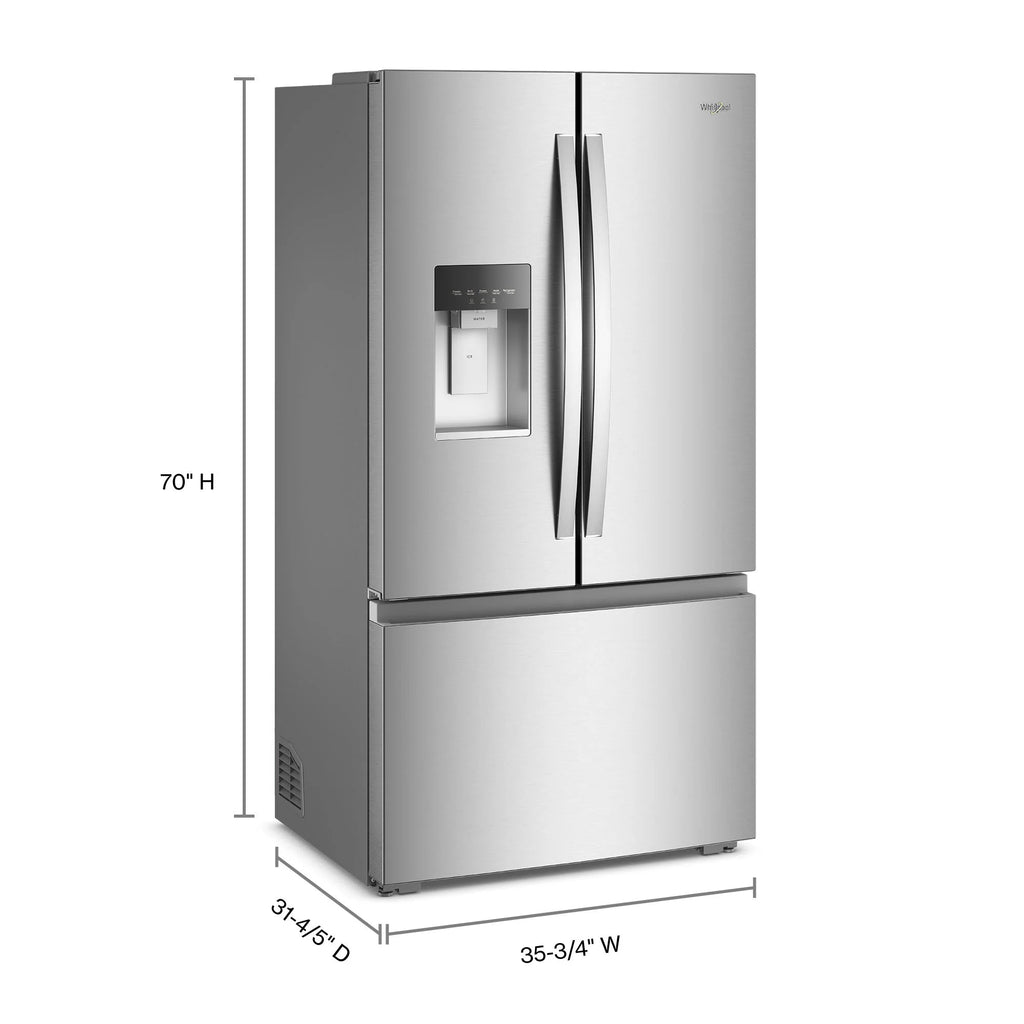Counter-Depth 23.4-Cu Ft 36-In Wide French Door Refrigerator with Dual Ice Maker ( Fingerprint-Resistant Stainless Finish ) ENERGY STAR Certified