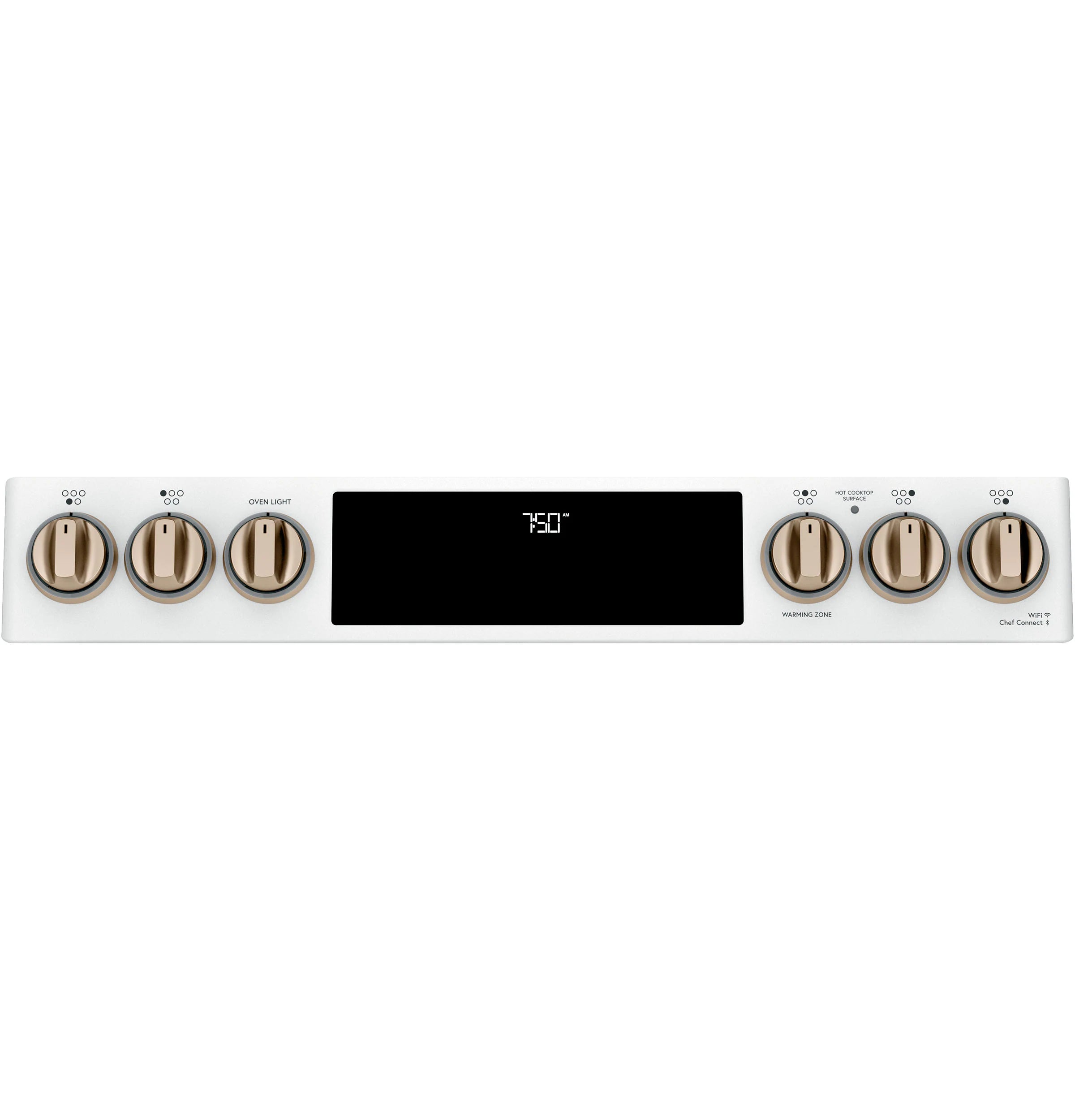 30-In Glass Top 5 Burners 4.4-Cu Ft / 2.2-Cu Ft Air Fry Convection Oven Slide-In Double Oven Electric Range ( Matte White with Brushed Bronze Handles )