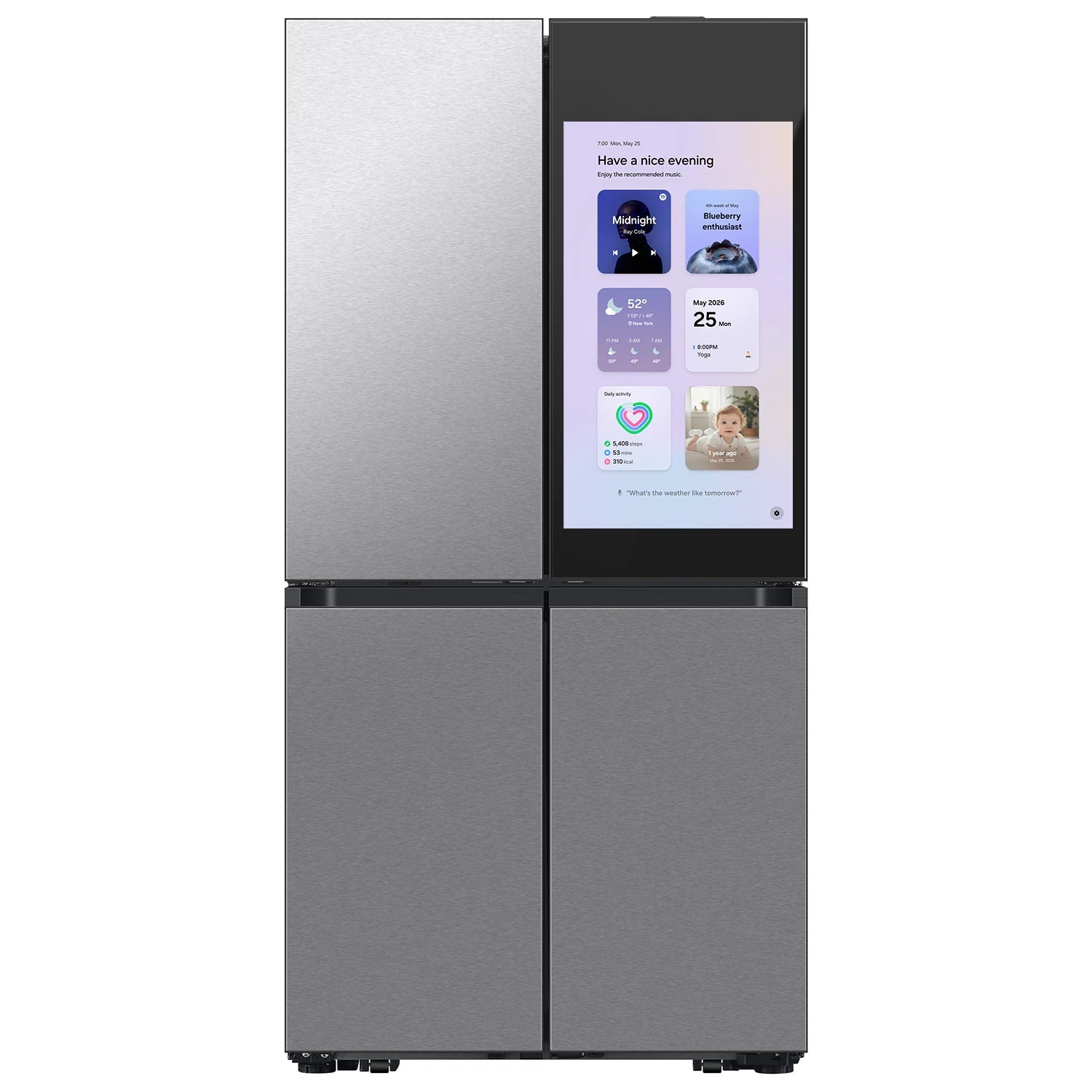Bespoke AI Standard-Depth Family Hub 32" 29-Cu Ft 36-In Wide French Door Refrigerator with Dual Ice Maker and Door within Door ( Fingerprint Resistant Stainless Steel ) ENERGY STAR Certified