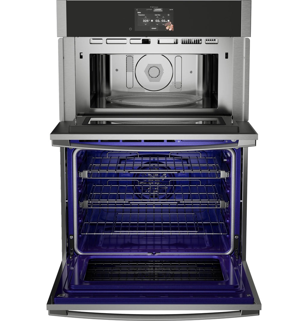 Profile 30 Inch Self + Steam Cleaning Air Fry Microwave Wall Oven Combo ( Stainless Steel )