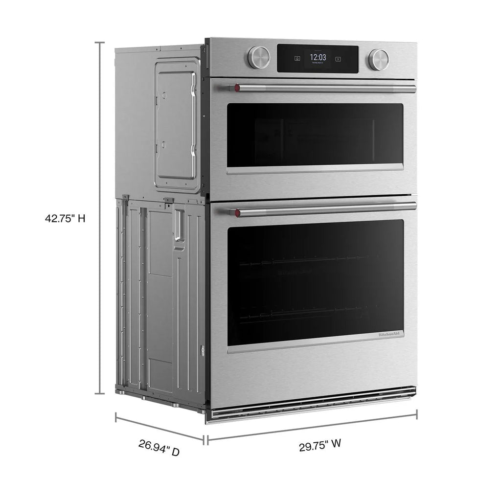 30 Inch Self + Steam Cleaning Air Fry Smart Compatible Microwave Wall Oven Combo ( Printshield Stainless )
