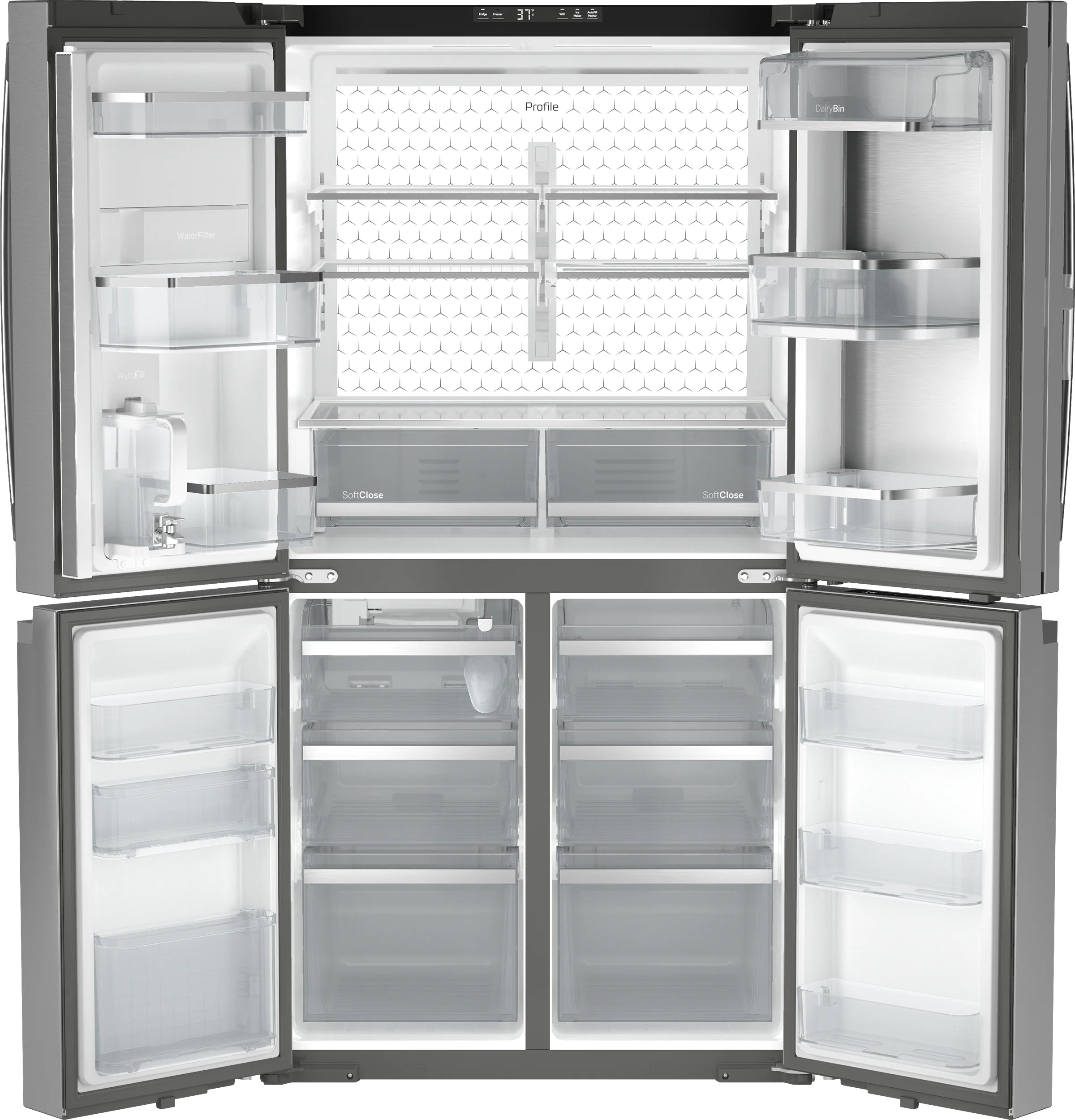 Profile Standard-Depth 28.3-Cu Ft 36-In Wide French Door Refrirator with Ice Maker ( Finrprint-Resistant Stainless Steel ) ENERGY STAR Certified