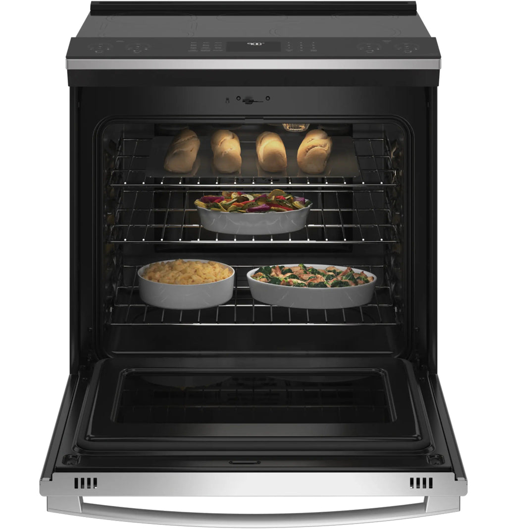 Profile 30-In 5 Burners 5.3-Cu Ft , Air Fry Convection Oven Slide-In Single Induction Ran ( Finrprint Resistant Stainless Steel )