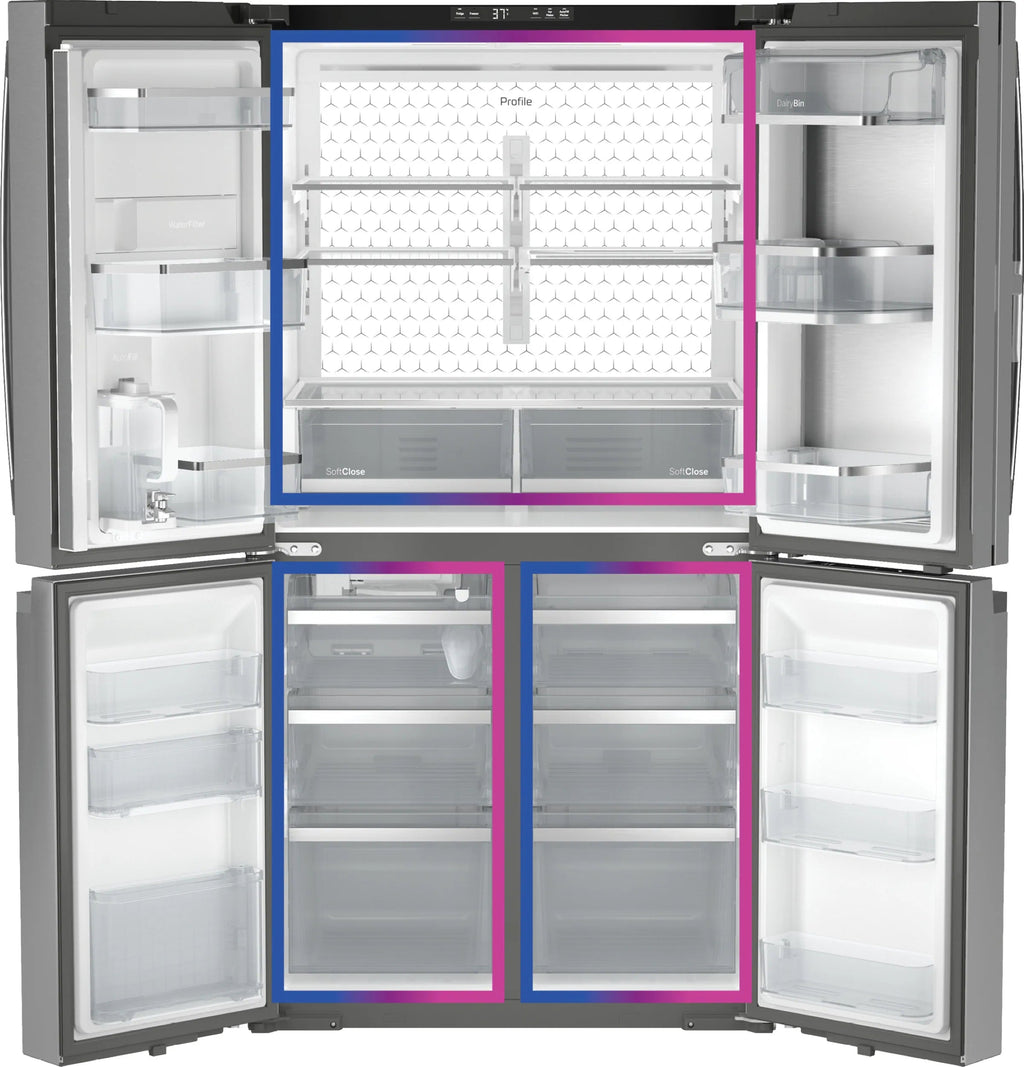 Profile Standard-Depth 28.3-Cu Ft 36-In Wide French Door Refrirator with Ice Maker ( Finrprint-Resistant Stainless Steel ) ENERGY STAR Certified