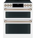 30-In 5 Burners 4.3-Cu Ft , 2.4-Cu Ft Air Fry Convection Oven Slide-In Double Induction Range ( Matte White with Brushed Bronze Handles )