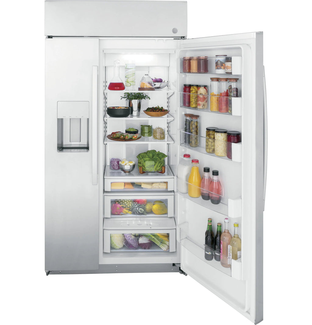 Profile 24.5-Cu Ft Counter-Depth 42-In Wide Side-By-Side Refrirator Built-In Smart Compatible with Ice Maker ,Water and Ice Dispenser ( Stainless Steel )
