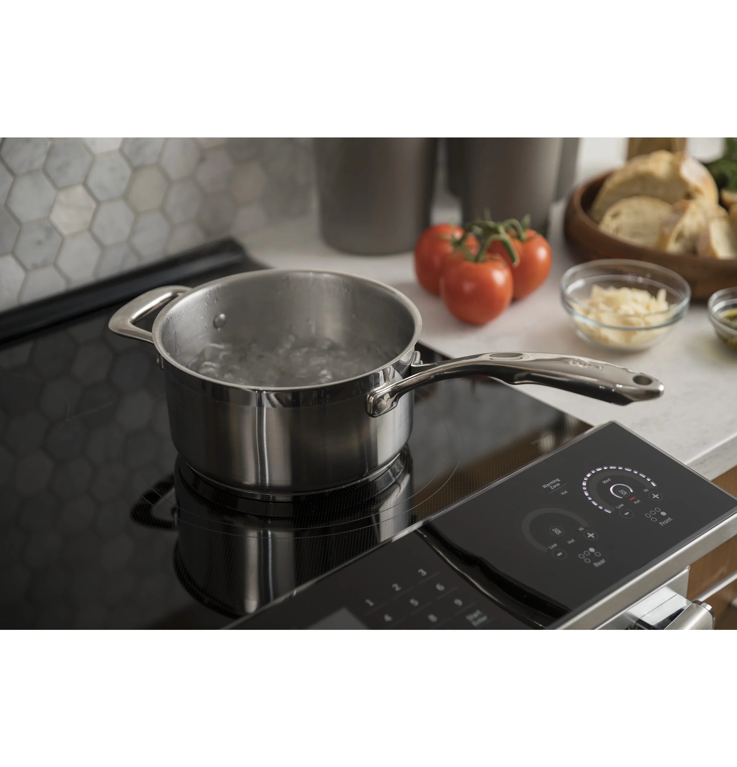 Profile 30-In Glass Top 5 Burners 4.4-Cu Ft / 2.2-Cu Ft Air Fry Convection Oven Slide-In Double Oven Electric Ran ( Finrprint Resistant Stainless Steel )