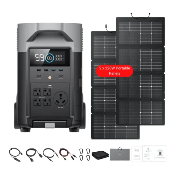 EcoFlow DELTA Pro Solar Generator + 220W Bifacial Panels - view 2