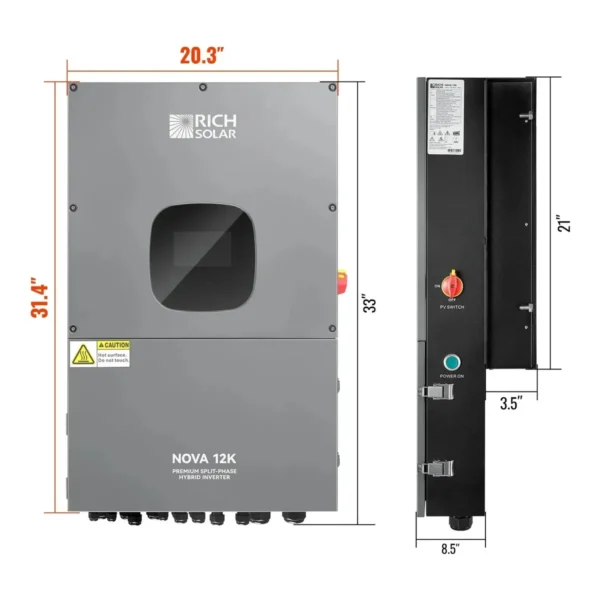 Rich Solar NOVA 12K Hybrid Inverter, 48V Split Phase - view 6 Rich Solar NOVA 12K Hybrid Inverter, 48V Split Phase - view 6