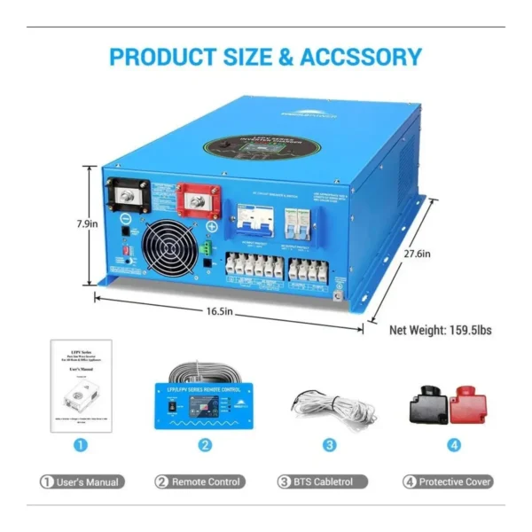 SunGoldPower 12000W 48V Split Phase Inverter Charger - view 2